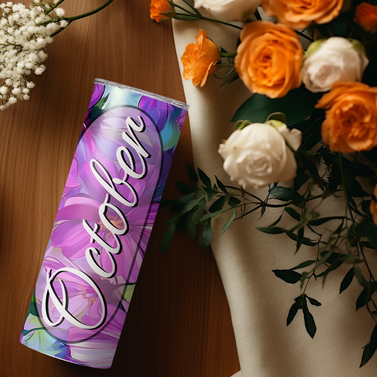October Cosmo Floral Birthday Tumbler