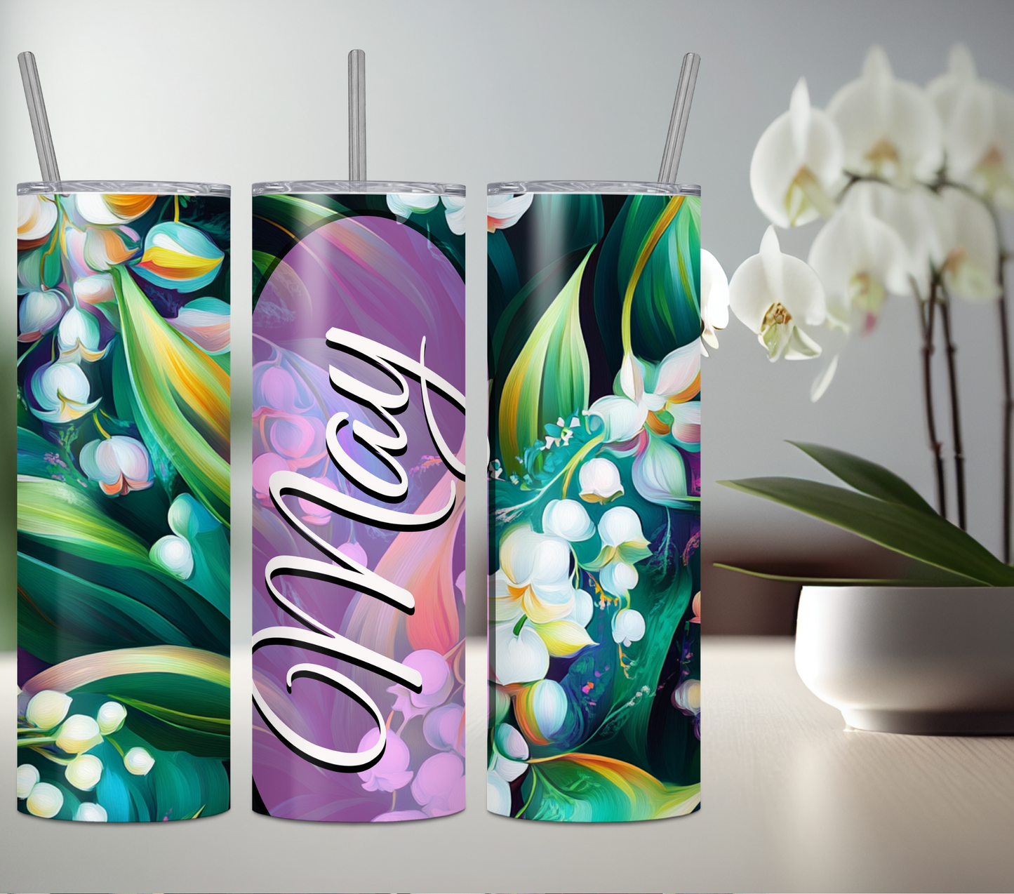 May Floral Hot/Cold Tumbler Lily of the Valley
