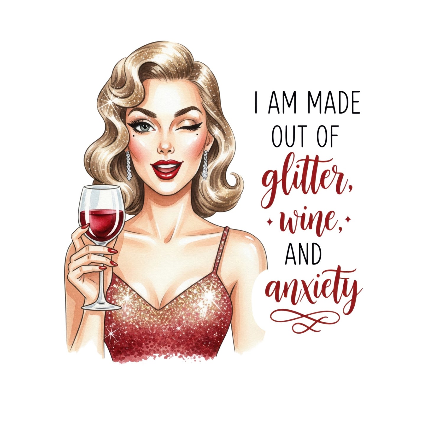 I AM MADE OUT OF GLITTER WINE AND ANXIETY T-SHIRT