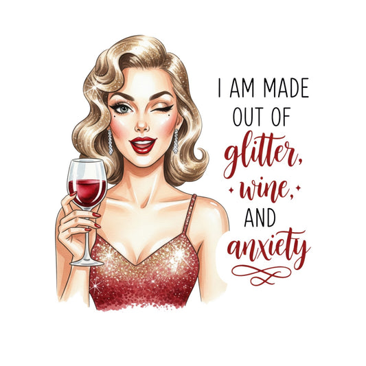 I AM MADE OUT OF GLITTER WINE AND ANXIETY T-SHIRT