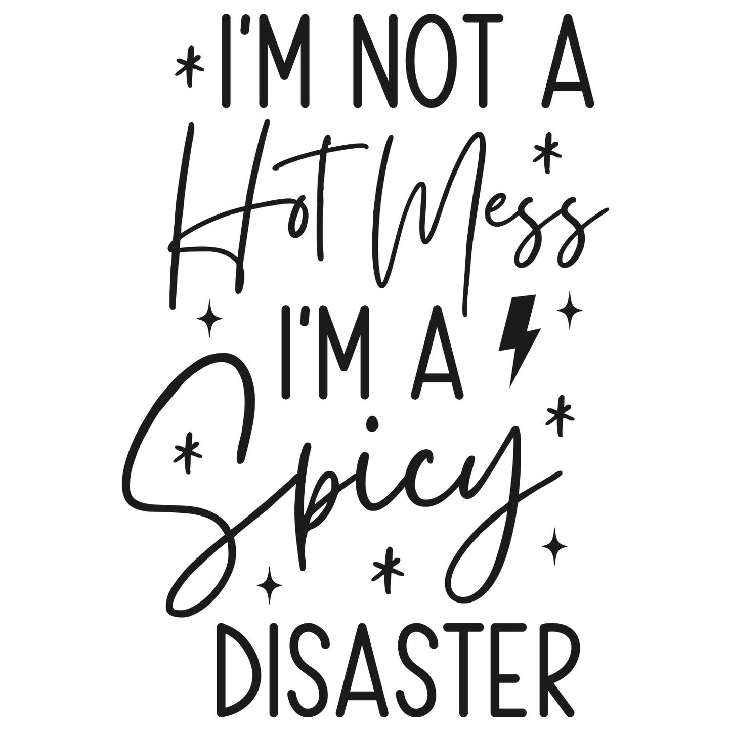 I’M NOT A HOT MESS, I’M A SPICY DISASTER T-SHIRT