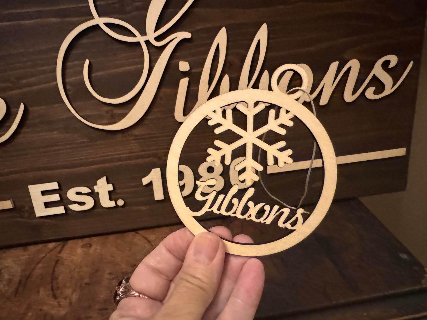 Custom Family Name Wood Sign - 3/4'' Pine | Free Ornament Gift