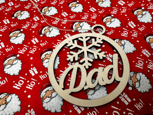 Handmade wood custom Dad Christmas Ornament