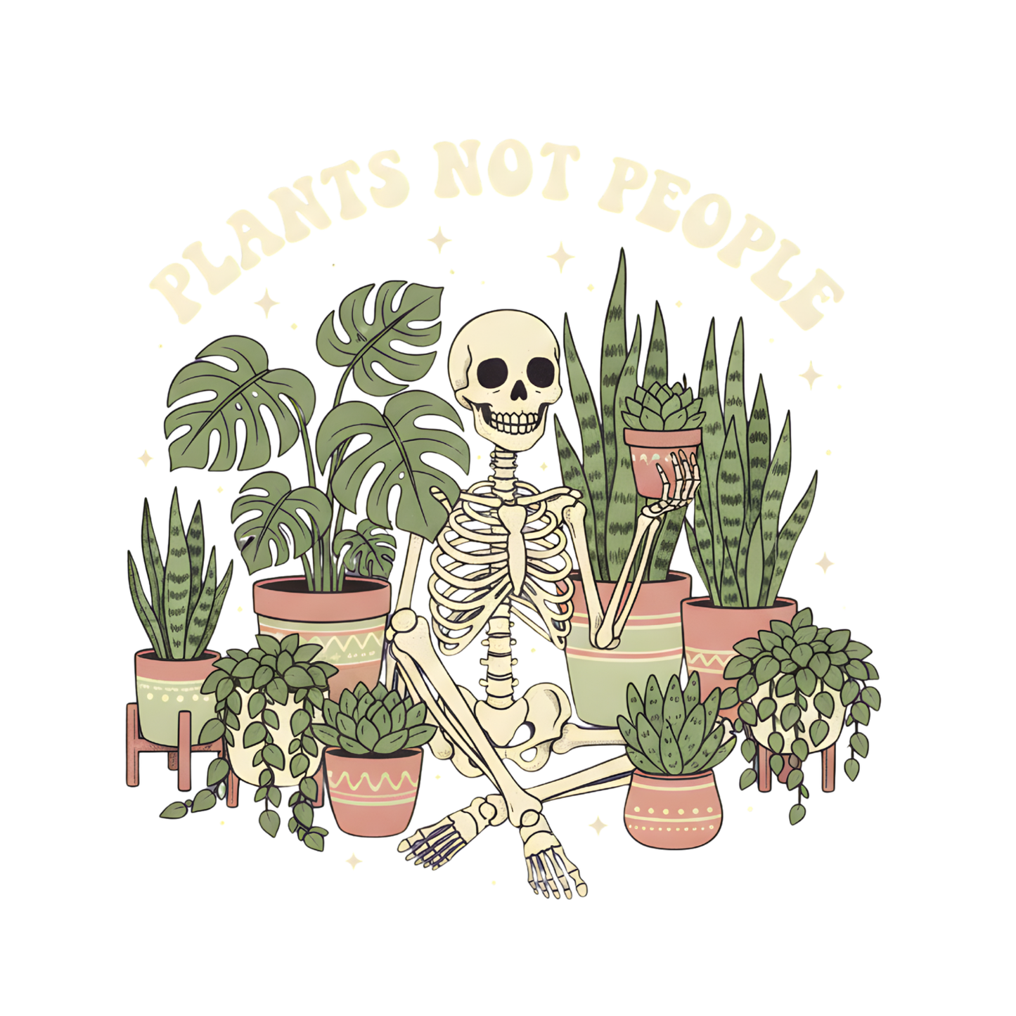 Plants Not People Skeleton T-Shirt | Gardening Graphic Tee | Printed Shirt | Nature Lover