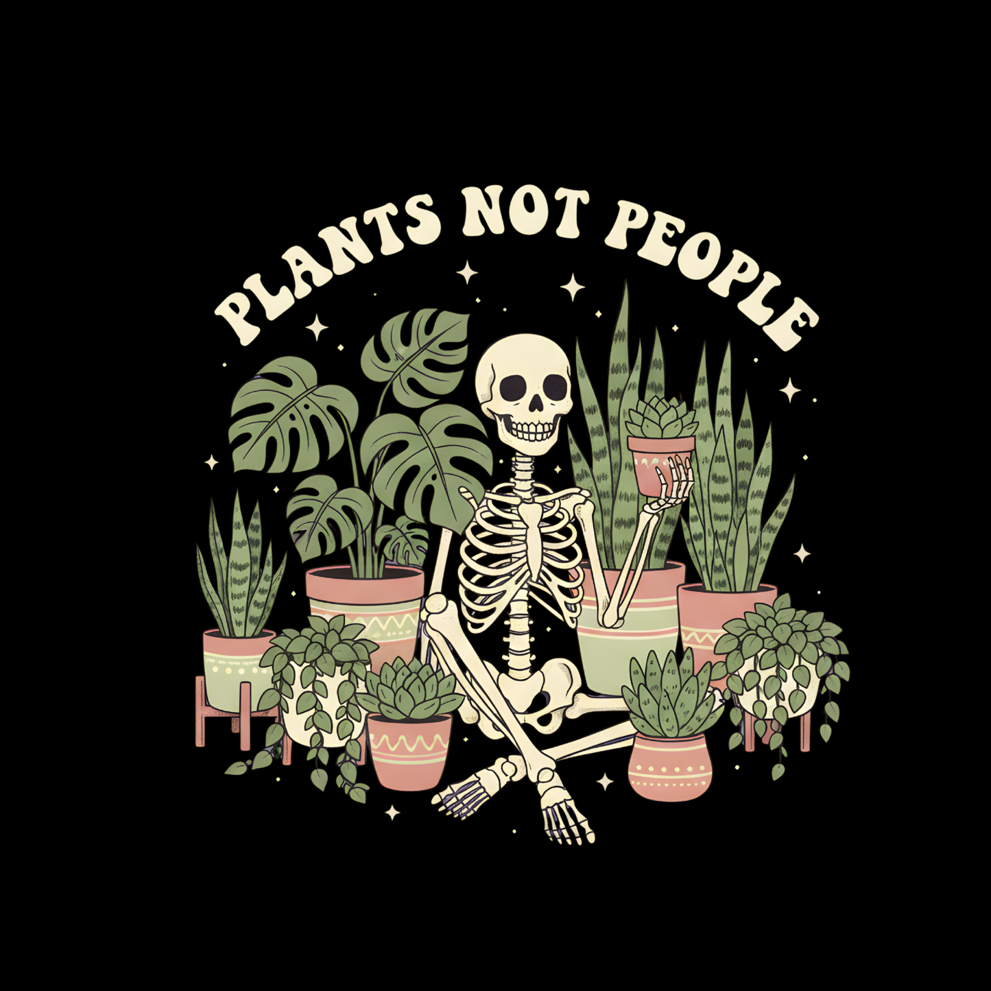Plants Not People Skeleton T-Shirt | Gardening Graphic Tee | Printed Shirt | Nature Lover