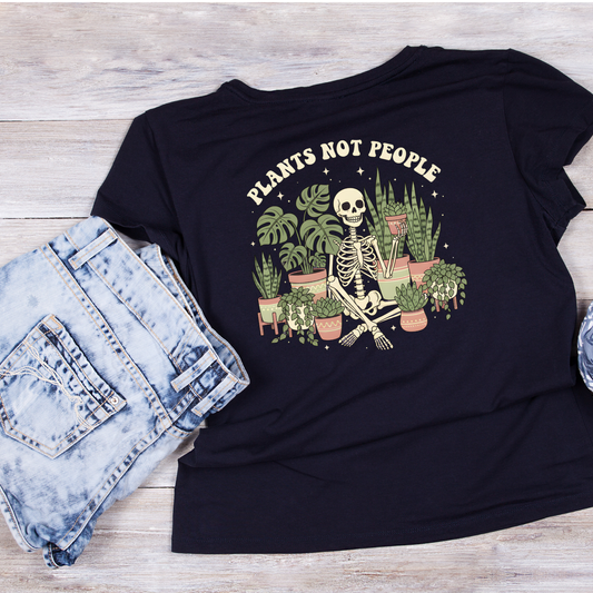 Plants Not People Skeleton T-Shirt | Gardening Graphic Tee | Printed Shirt | Nature Lover
