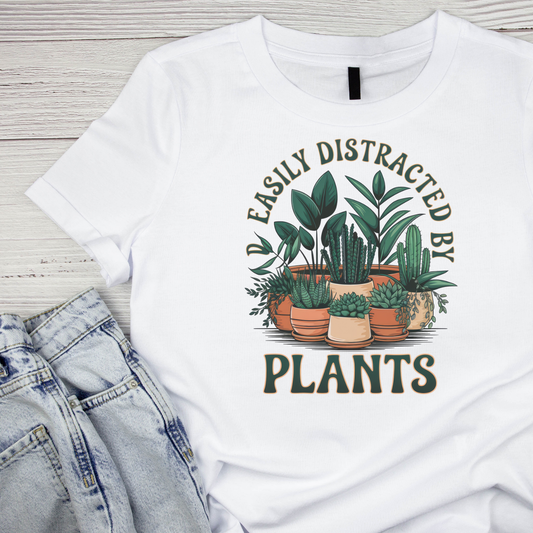 Easily Distracted By Plants T-Shirt | Gardening Graphic Tee | Printed Shirt | Nature Lover