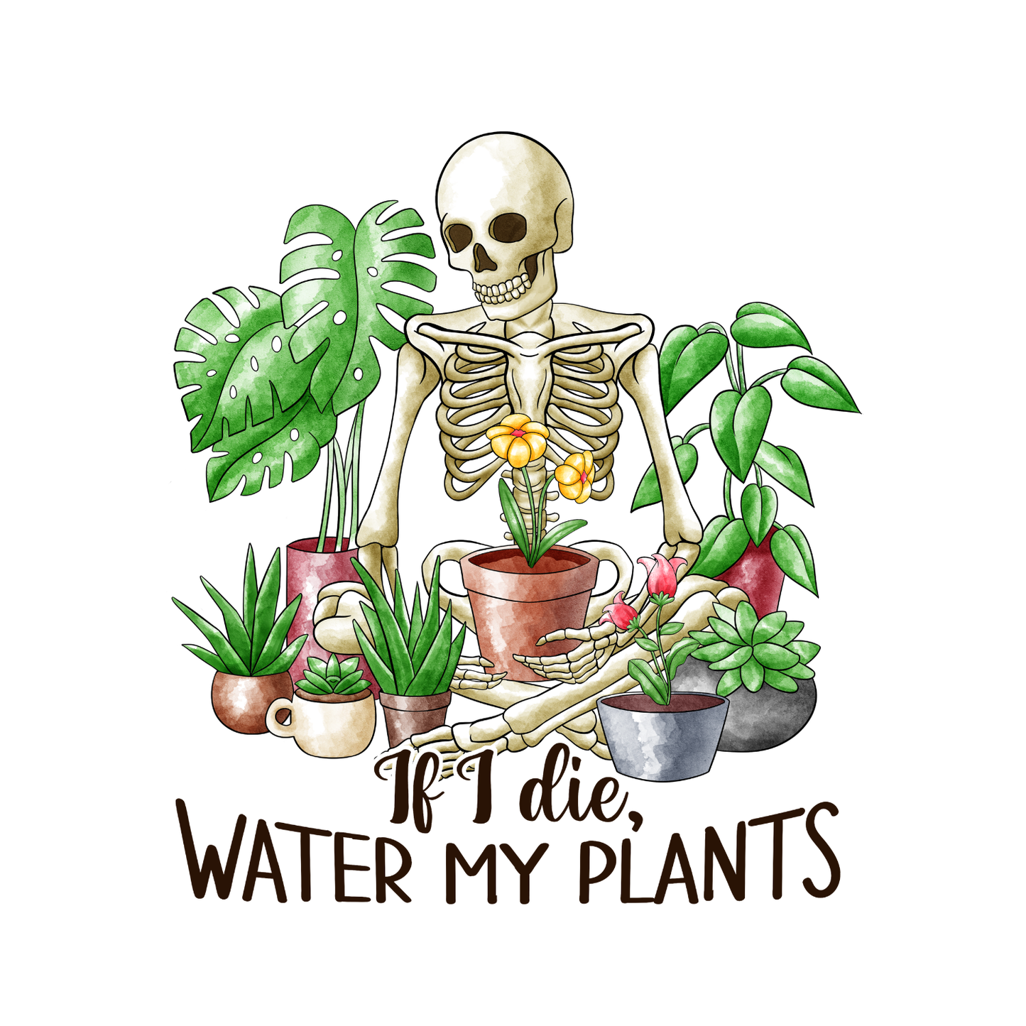 If I Die, Water My Plants T-Shirt | Gardening Graphic Tee | Succulent Printed Shirt | Nature Lover