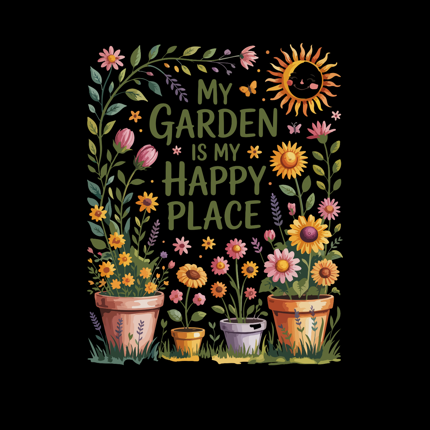 My Garden Is My Happy Place T-Shirt | Gardening Graphic Tee | Printed Shirt | Nature Lover