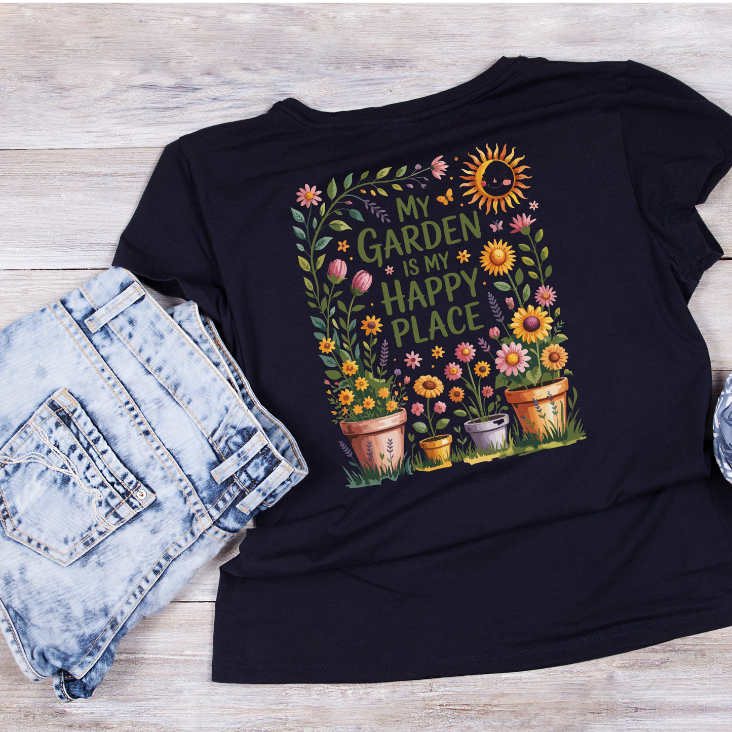 My Garden Is My Happy Place T-Shirt | Gardening Graphic Tee | Printed Shirt | Nature Lover