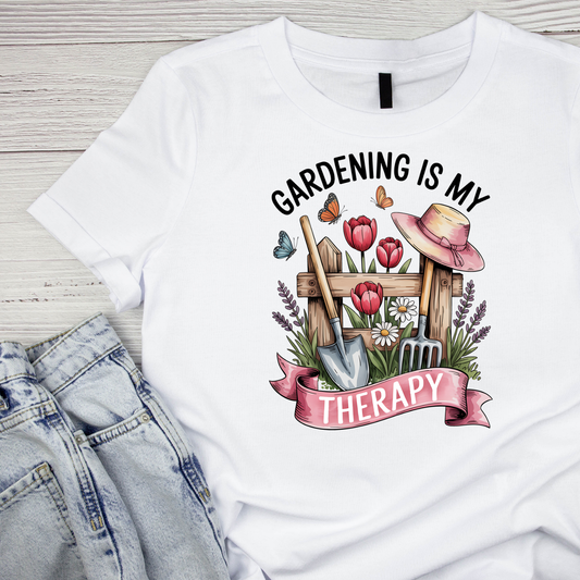 Gardening Is My Therapy Floral T-Shirt | Graphic Tee | Gardening Printed Shirt | Plants Nature Lover |