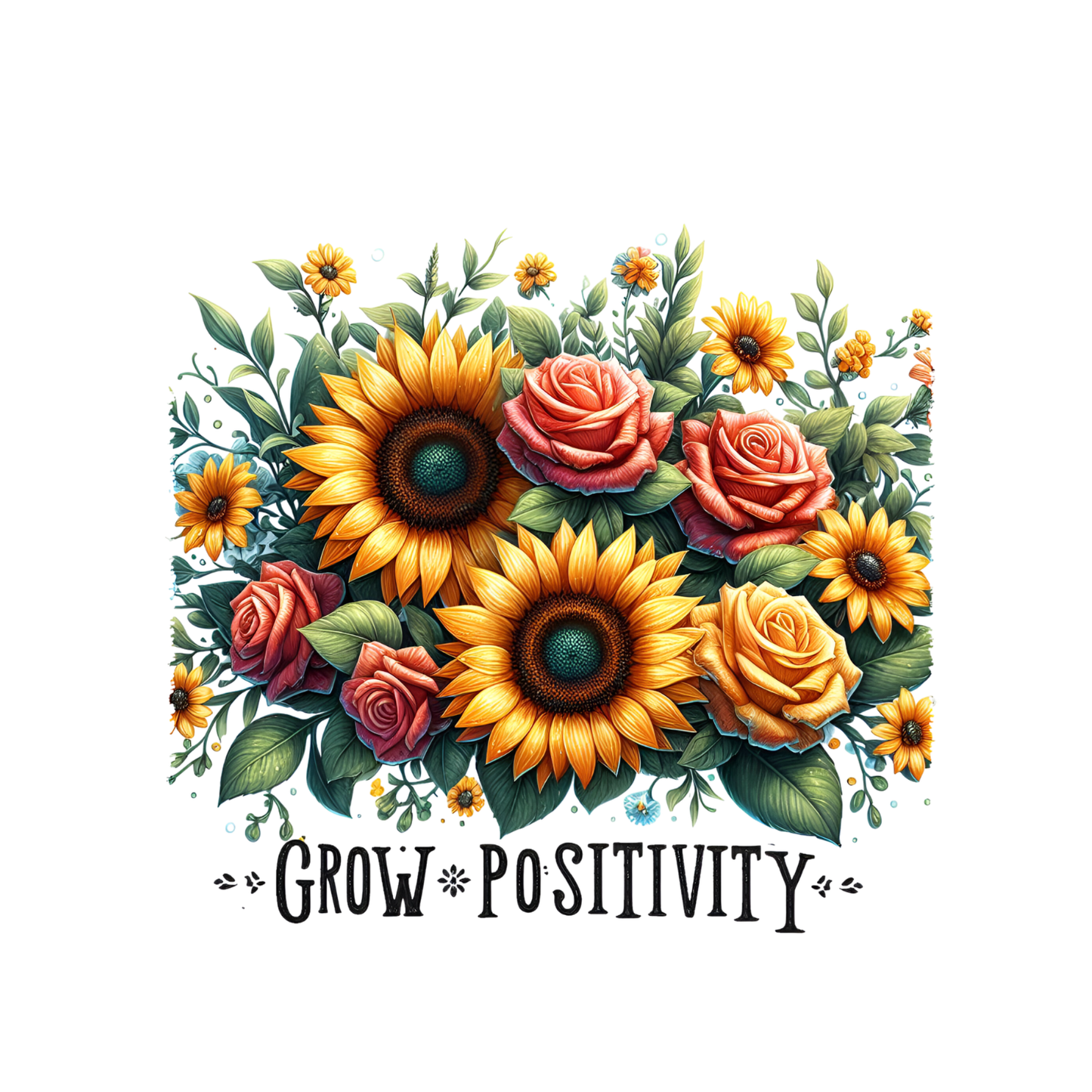 Grow Positivity T-Shirt | Graphic Tee | Gardening Printed Shirt | Plants Nature Lover |
