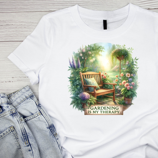 Gardening Is My Therapy Scene T-Shirt | Gardening Graphic Tee | Printed Shirt | Nature Lover