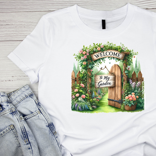 Welcome To My Garden Scene T-Shirt | Gardening Graphic Tee | Printed Shirt | Nature Lover