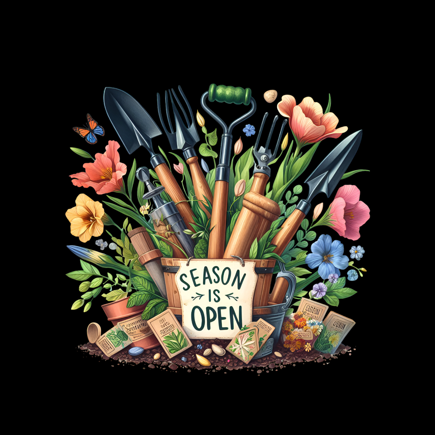 Season Is Open T-Shirt | Gardening Graphic Tee | Printed Shirt | Nature Lover