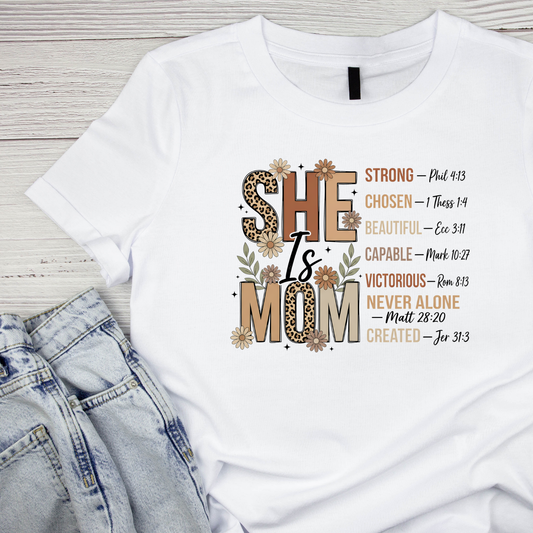 She is Mom Strong Chosen Beautiful   T-shirt | Mama Graphic Tee | Mommy Printed Shirt | Mother’s Day | Birthday | Religious