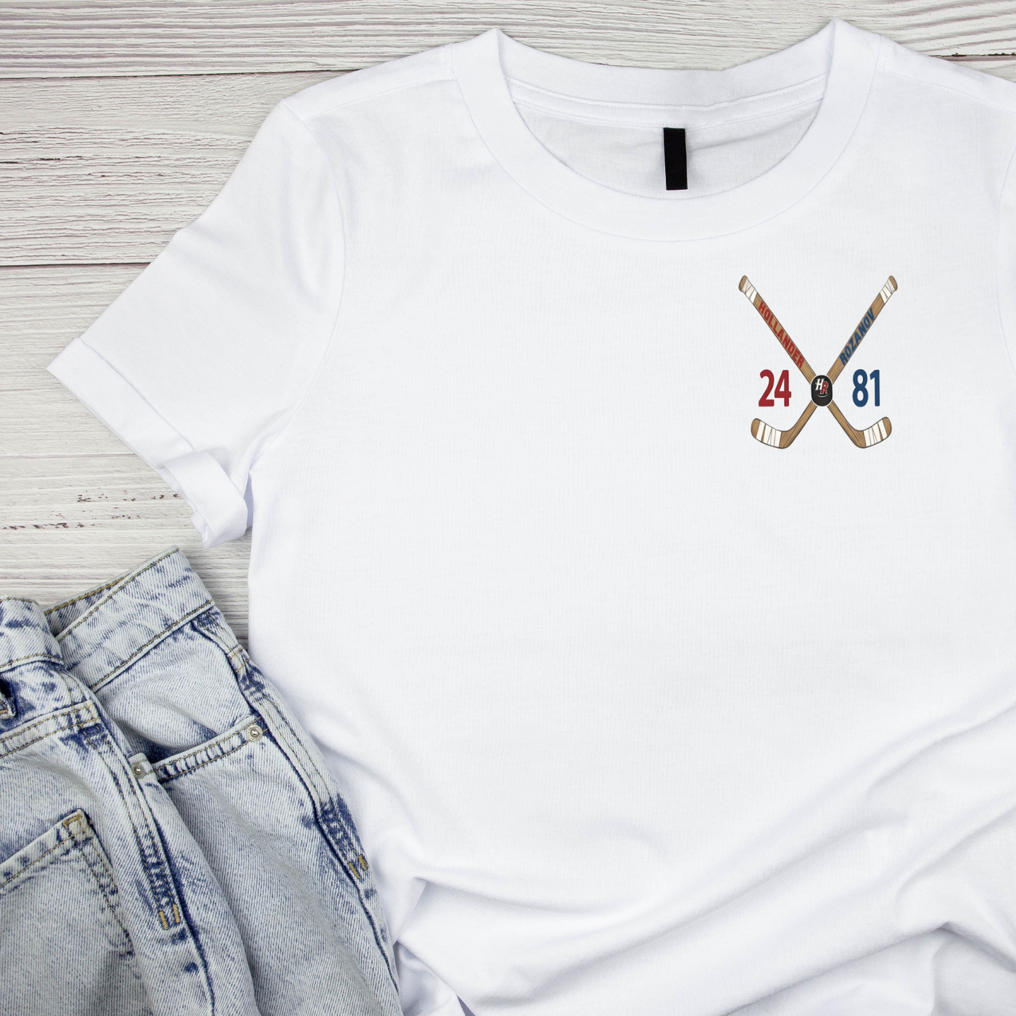 Corner LOGO Heated Rivalry Hollander & Rozanov Hockey Sticks T-shirt | Hockey Graphic Tee | Printed Shirt |