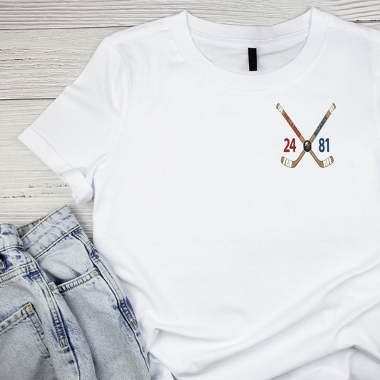 Corner LOGO Heated Rivalry Hollander & Rozanov Hockey Sticks T-shirt | Hockey Graphic Tee | Printed Shirt |