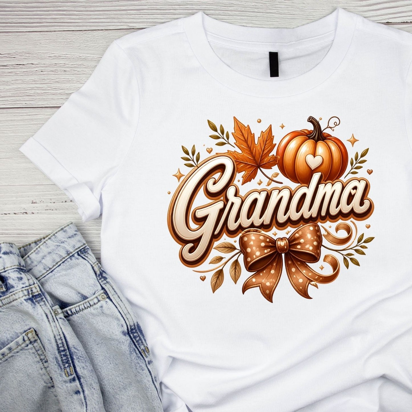 Fall Pumpkin Grandma Design T-Shirt | Graphic Tee | Grams Shirt