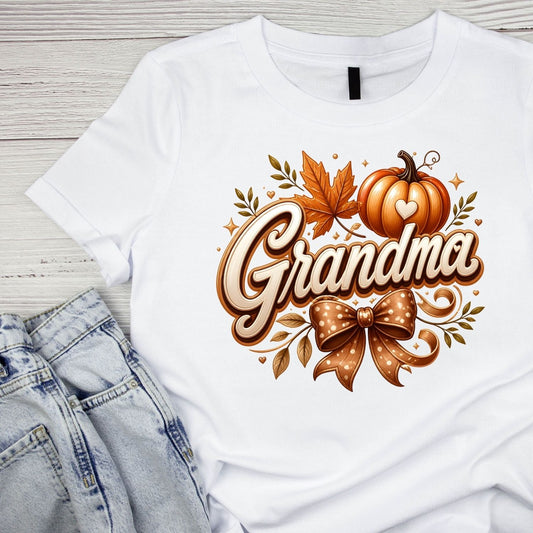 Fall Pumpkin Grandma Design T-Shirt | Graphic Tee | Grams Shirt