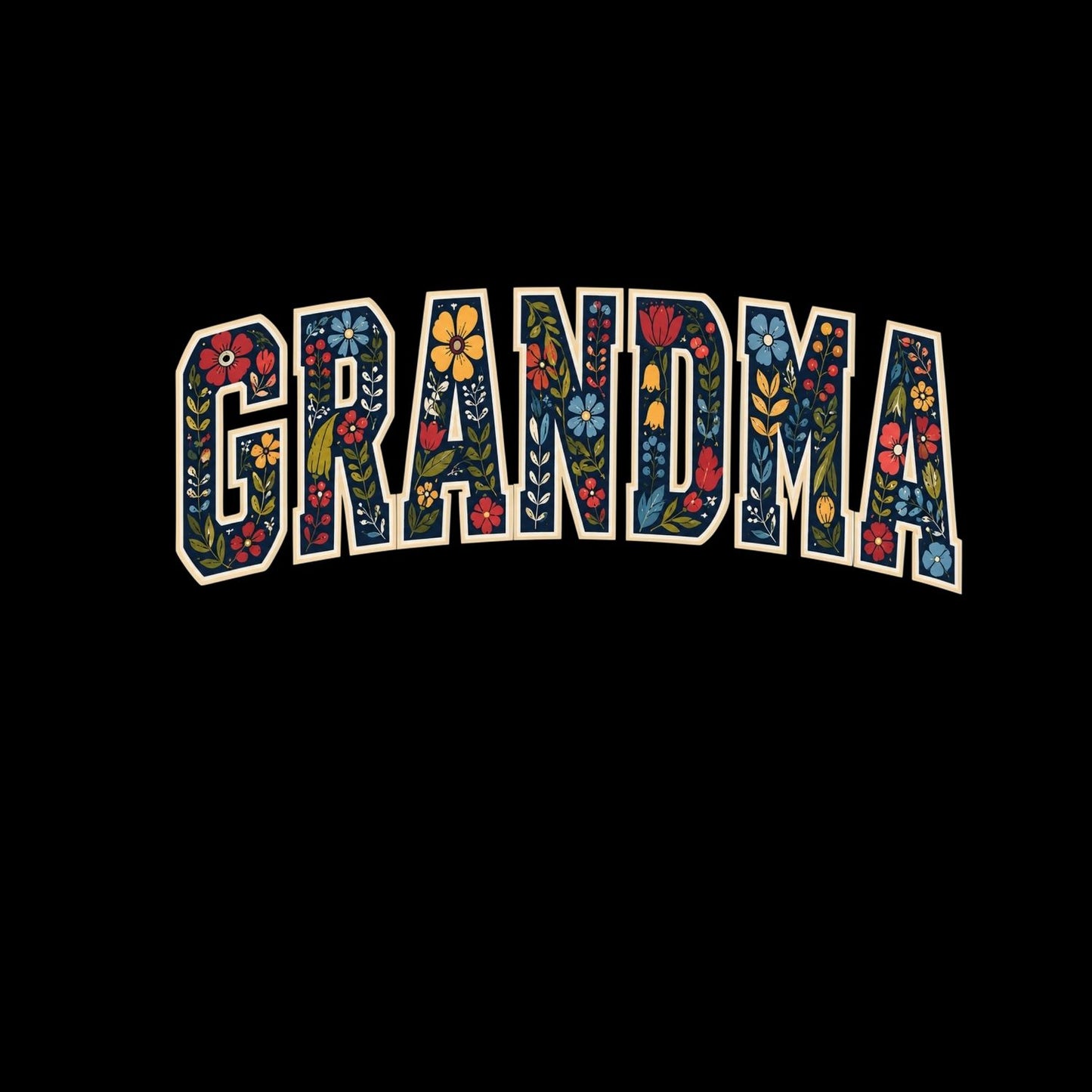 Varsity Deep Rich Flower Grandma T-Shirt | Graphic Tee | Grams Shirt