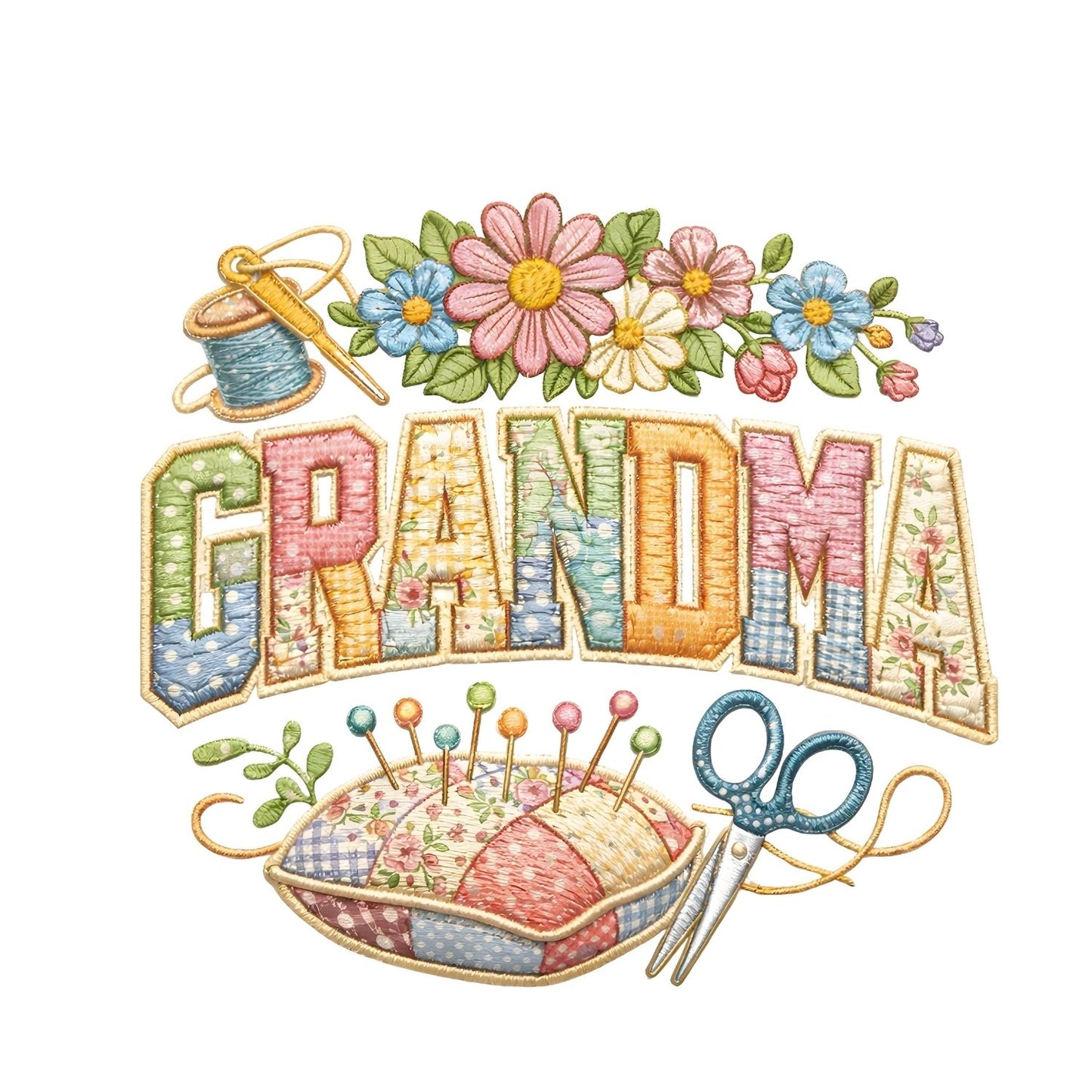 Embroidery Grandma T-Shirt | Graphic Tee | Grams Shirt