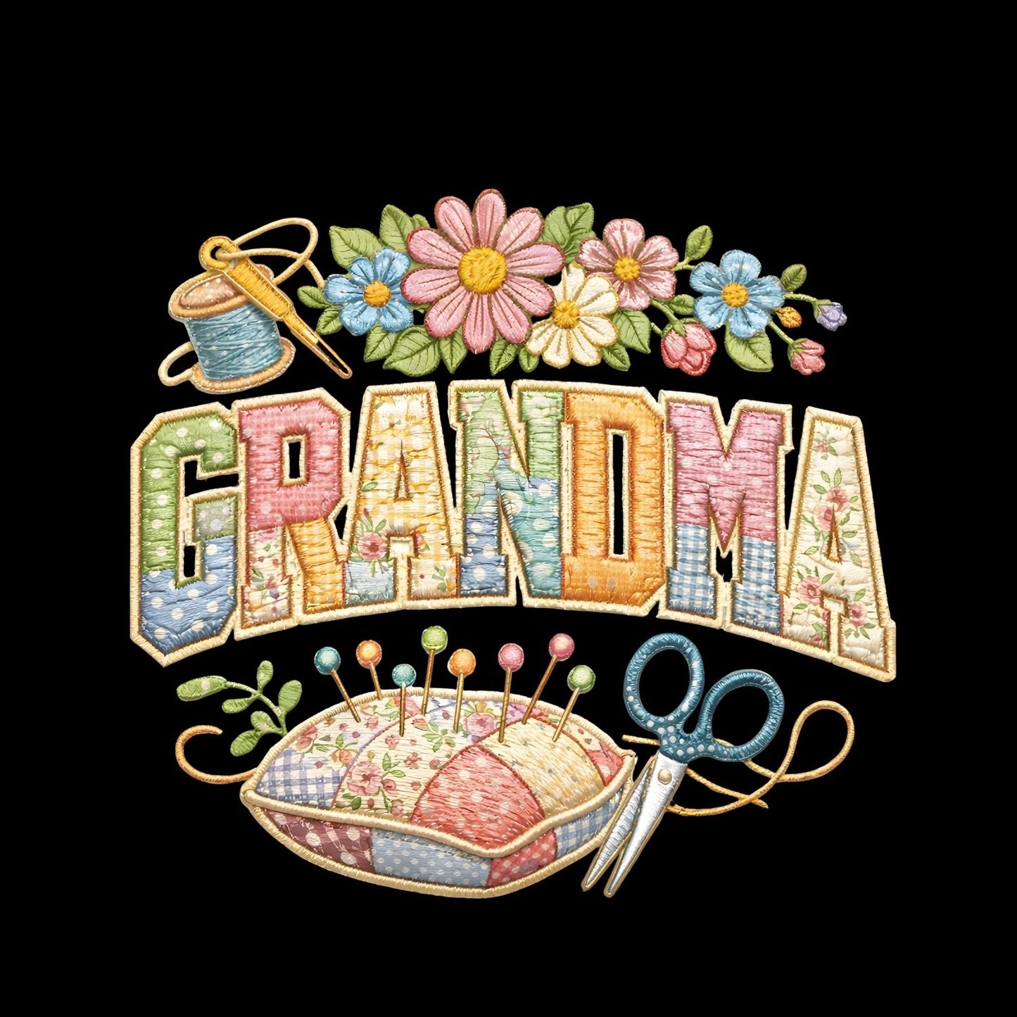 Embroidery Grandma T-Shirt | Graphic Tee | Grams Shirt