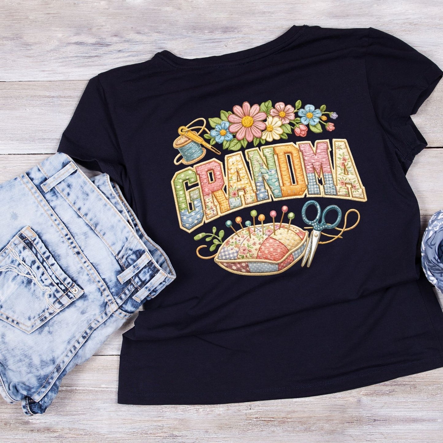 Embroidery Grandma T-Shirt | Graphic Tee | Grams Shirt