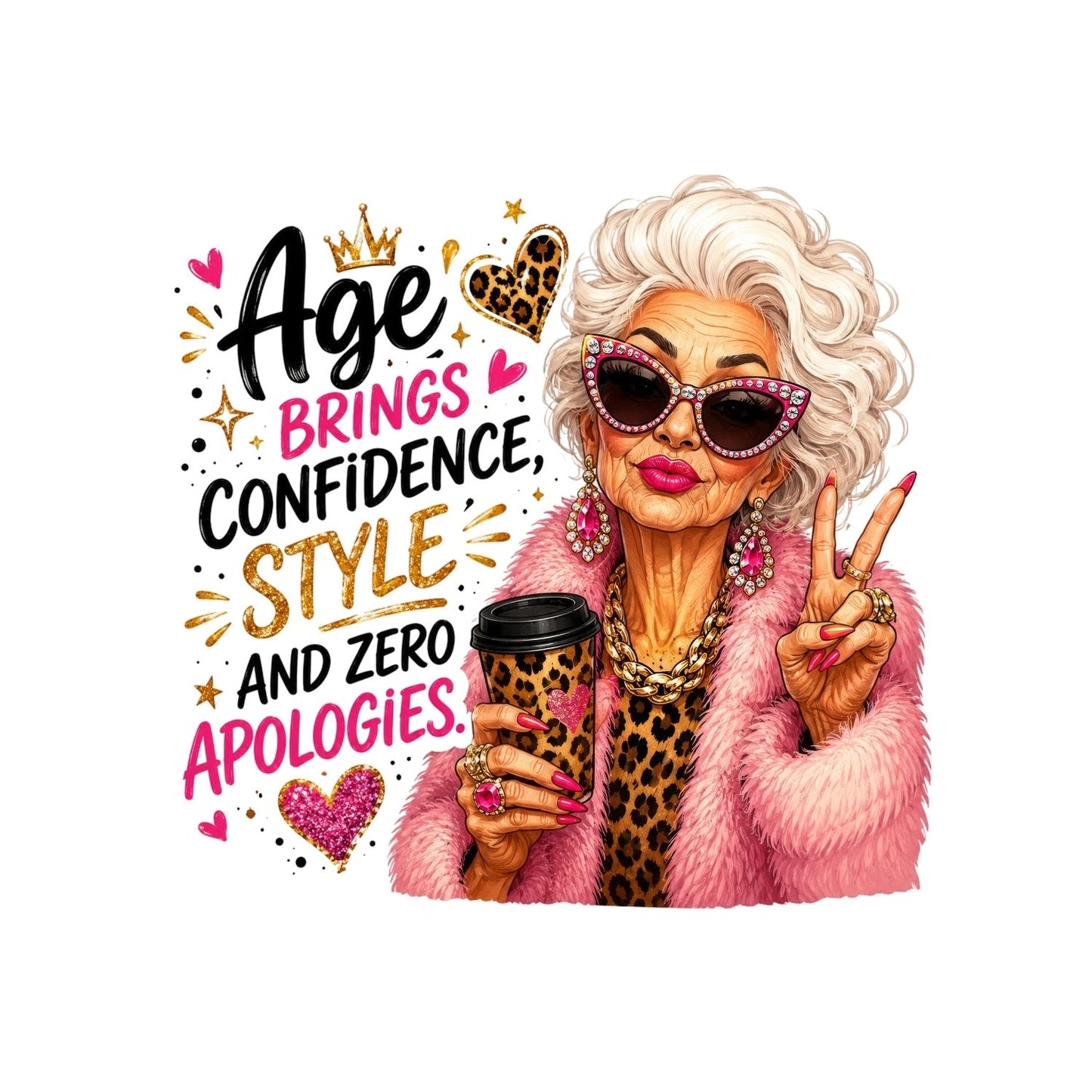 Age Brings Confidence, Style And Zero Apologies T-Shirt | Graphic Tee | Grams Shirt