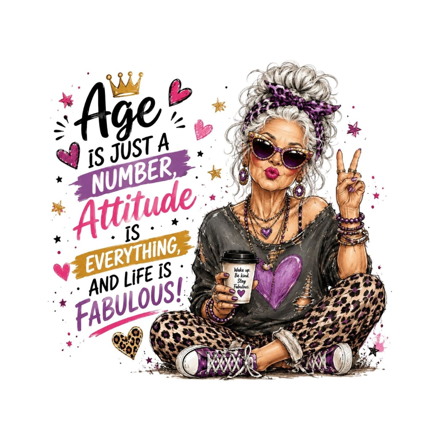 Age Is Just A Number. Attitude Is Everything And Life Is Fabulous T-Shirt | Graphic Tee | Grams Shirt