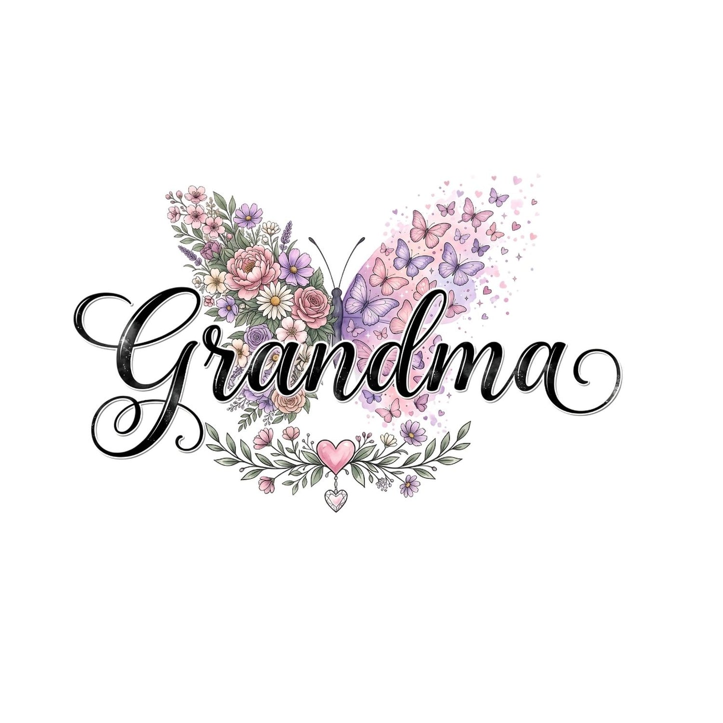 Grandma Butterfly T-Shirt | Flowers Graphic Tee | Grams Shirt