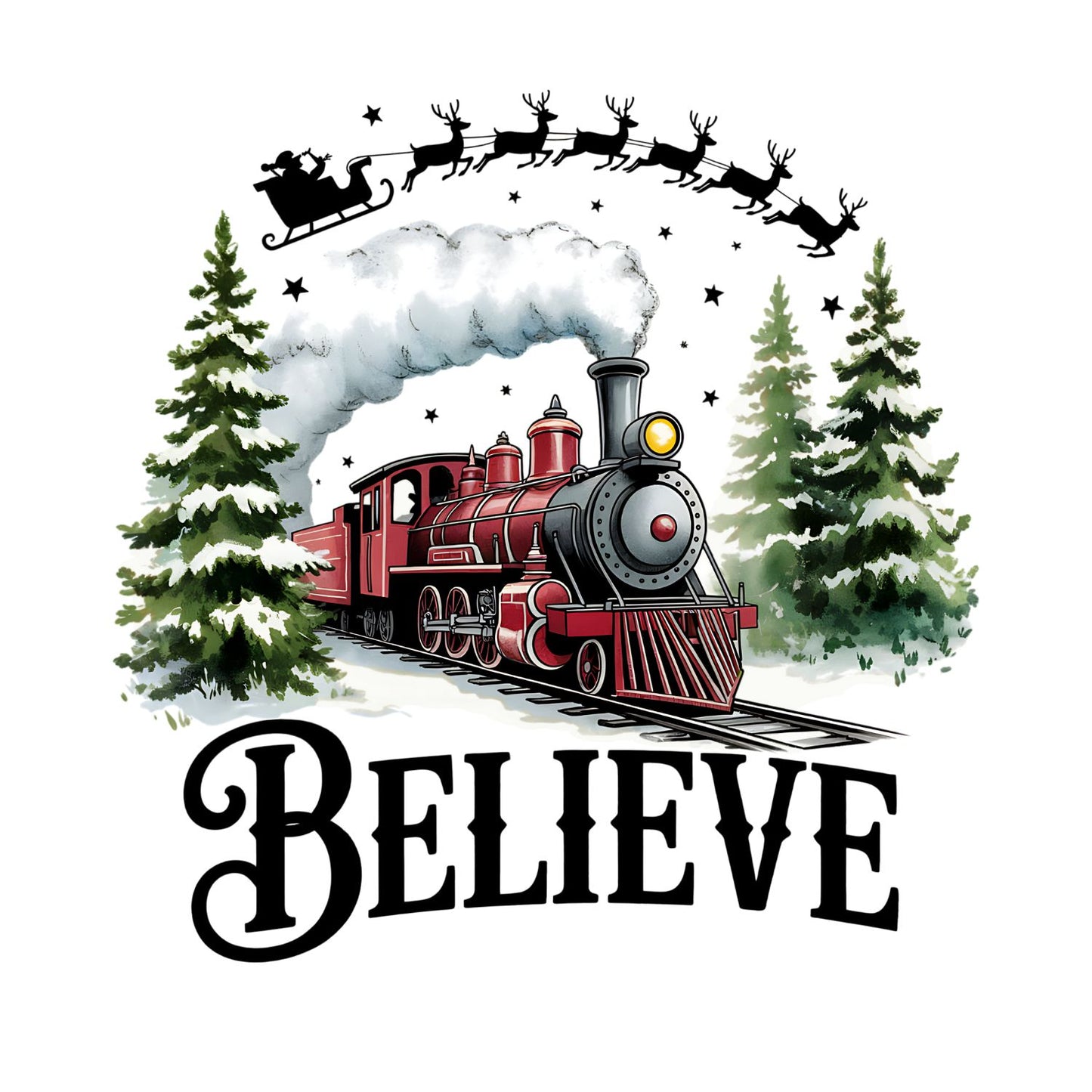 Believe Train Christmas T-shirt