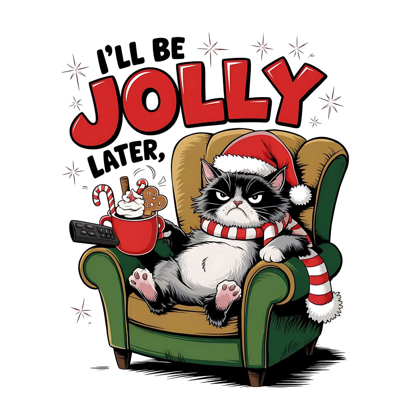 I’ll Be Jolly Later Christmas Grumpy Cat T-shirt | Holiday Graphic Tee