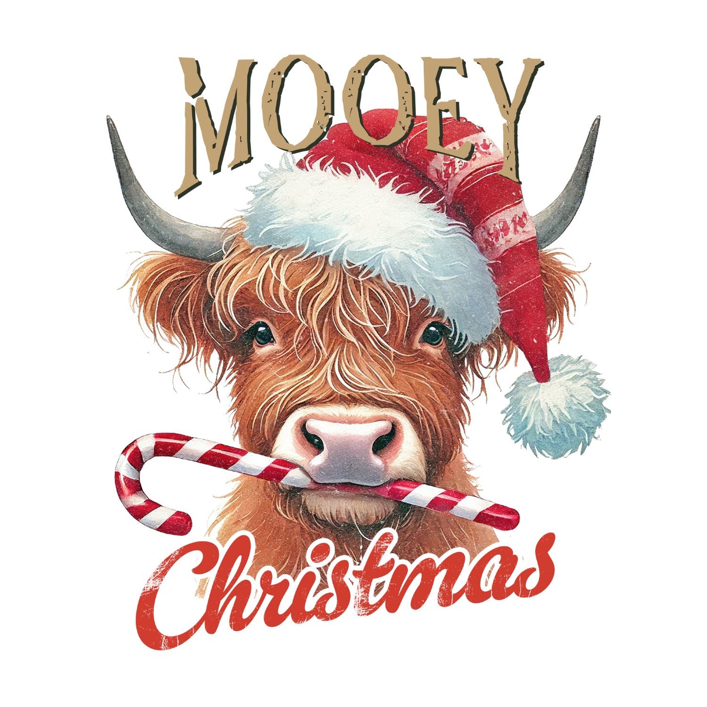 Mooey Christmas Highland Cow T-shirt