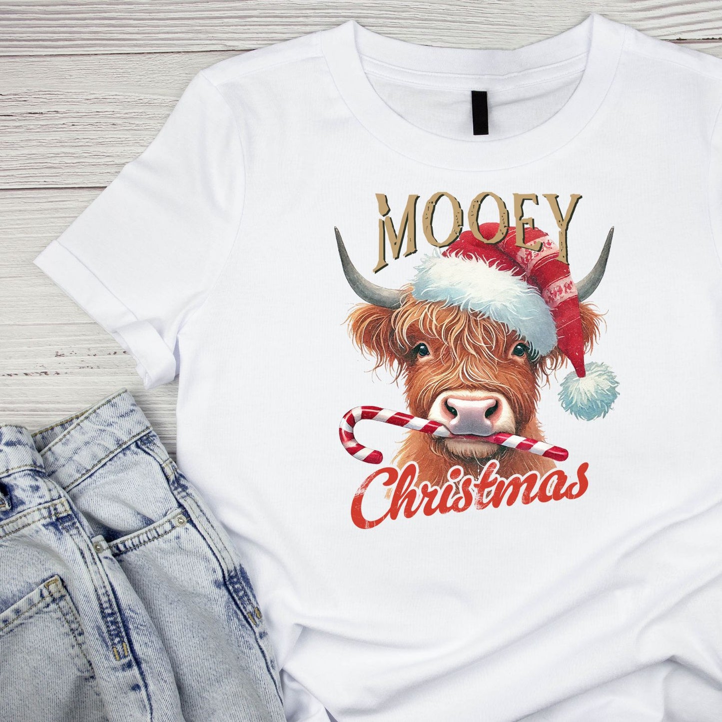 Mooey Christmas Highland Cow T-shirt
