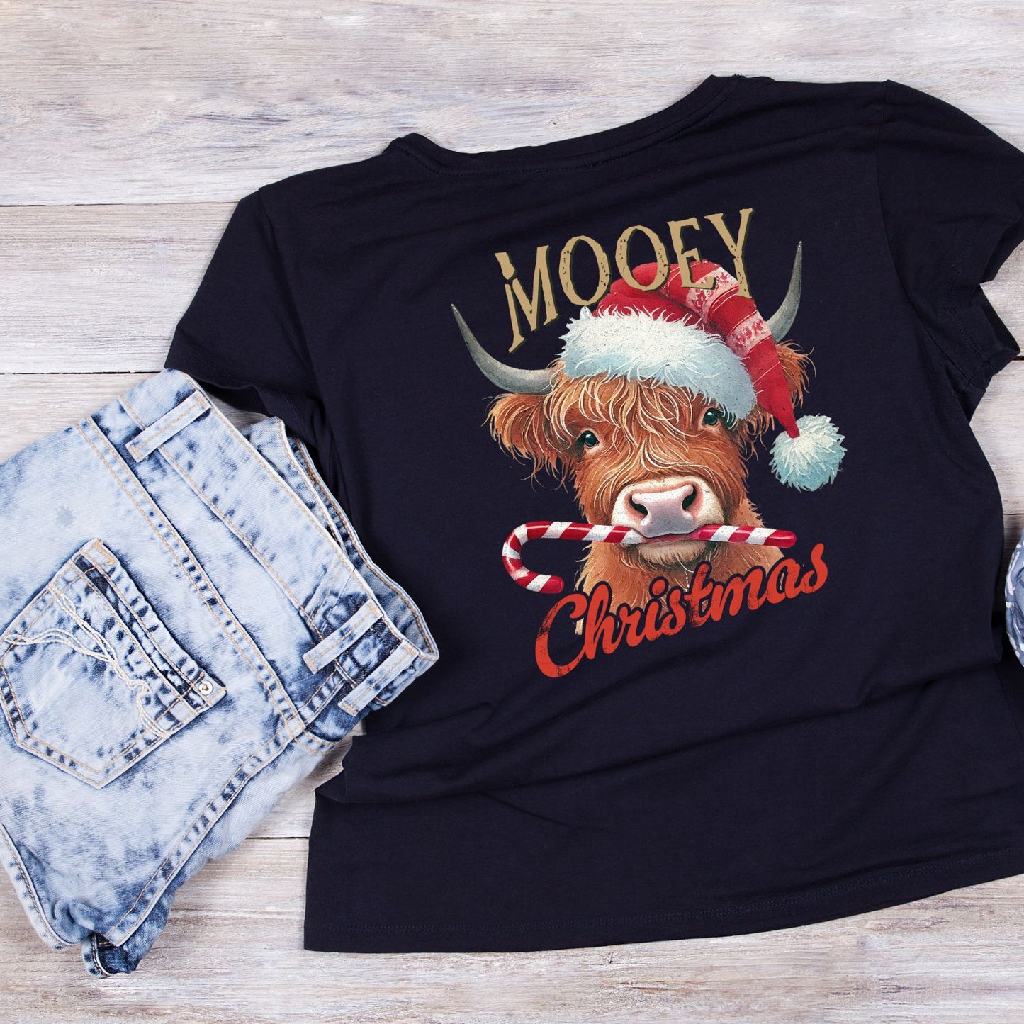 Mooey Christmas Highland Cow T-shirt