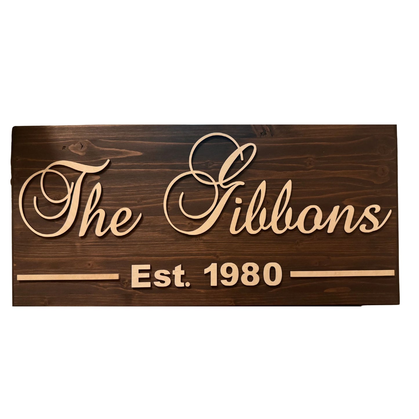 Custom Family Name Wood Sign - 3/4'' Pine | Free Ornament Gift