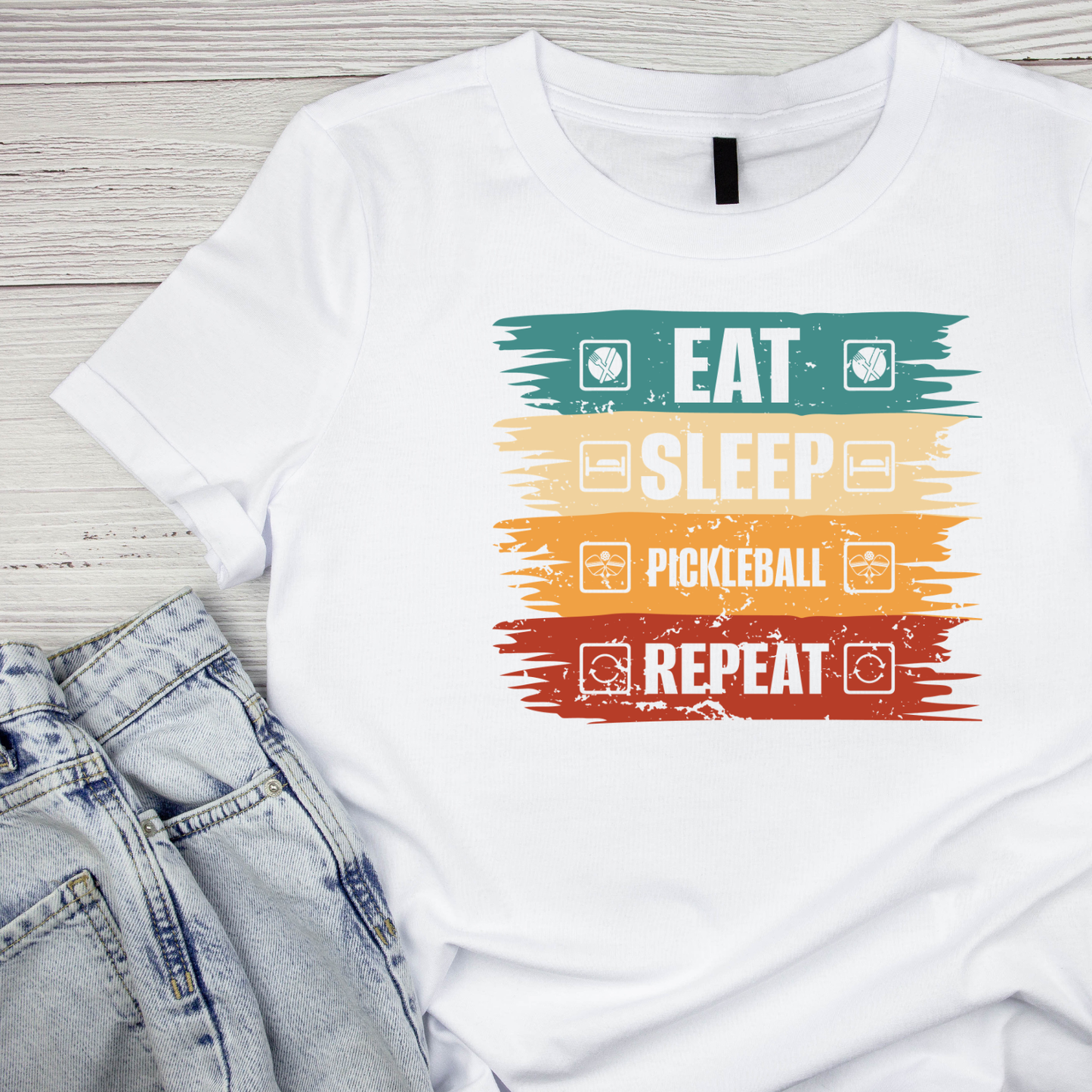 Eat Sleep Pickleball Repeat T-shirt | Funny Graphic Tee | Sports Printed Shirt