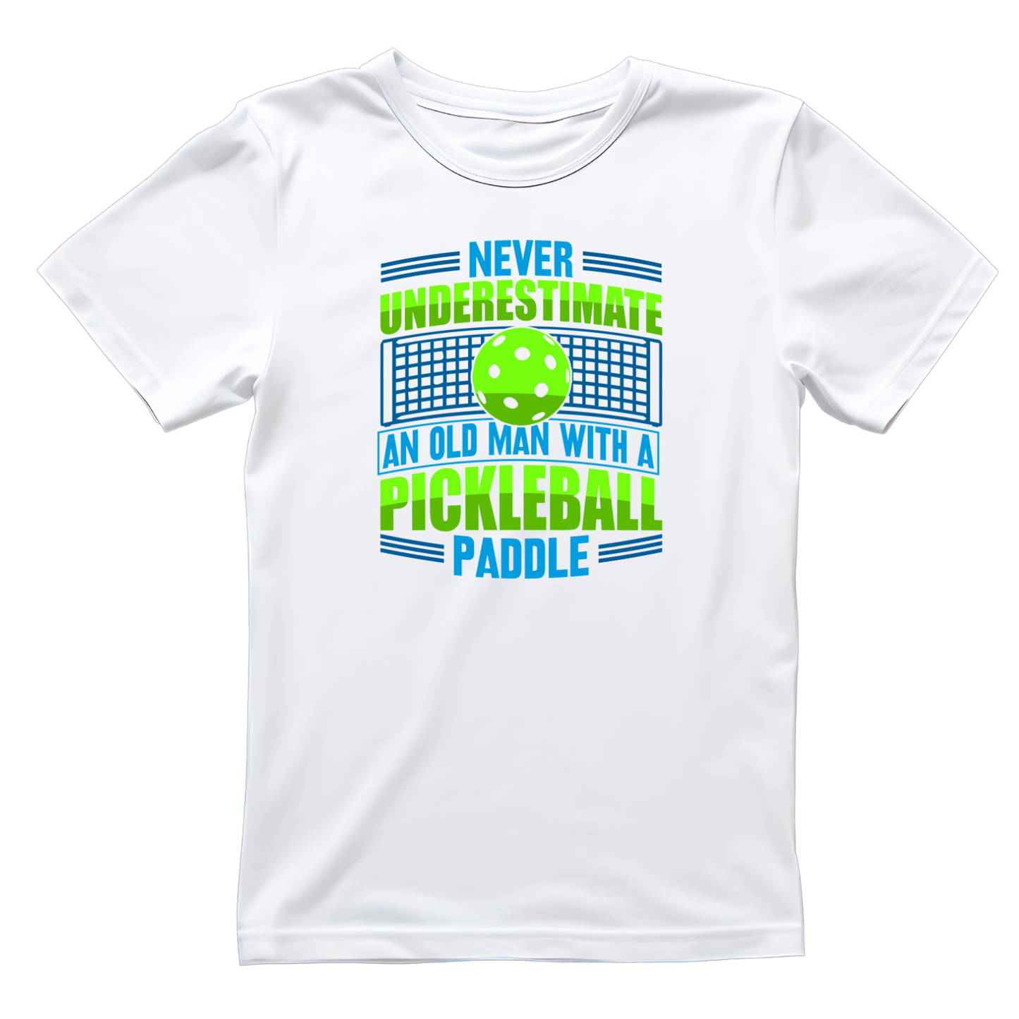 Never Underestimate An Old Man With A Pickleball Paddle T-shirt | Funny Graphic Tee | Sports Printed Shirt