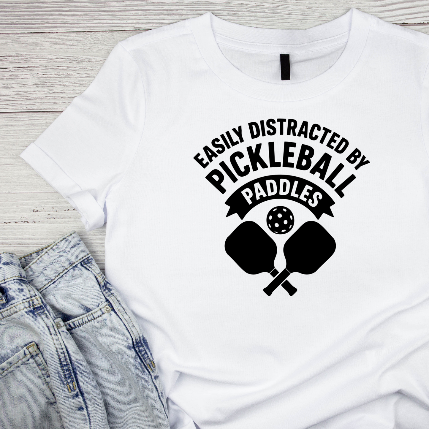 Easily Distracted By Pickleball Paddles T-shirt | Graphic Tee | Printed Shirt