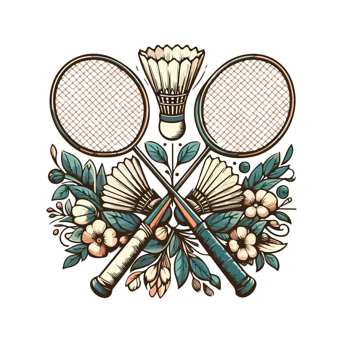 Floral Crossed Badminton T-shirt