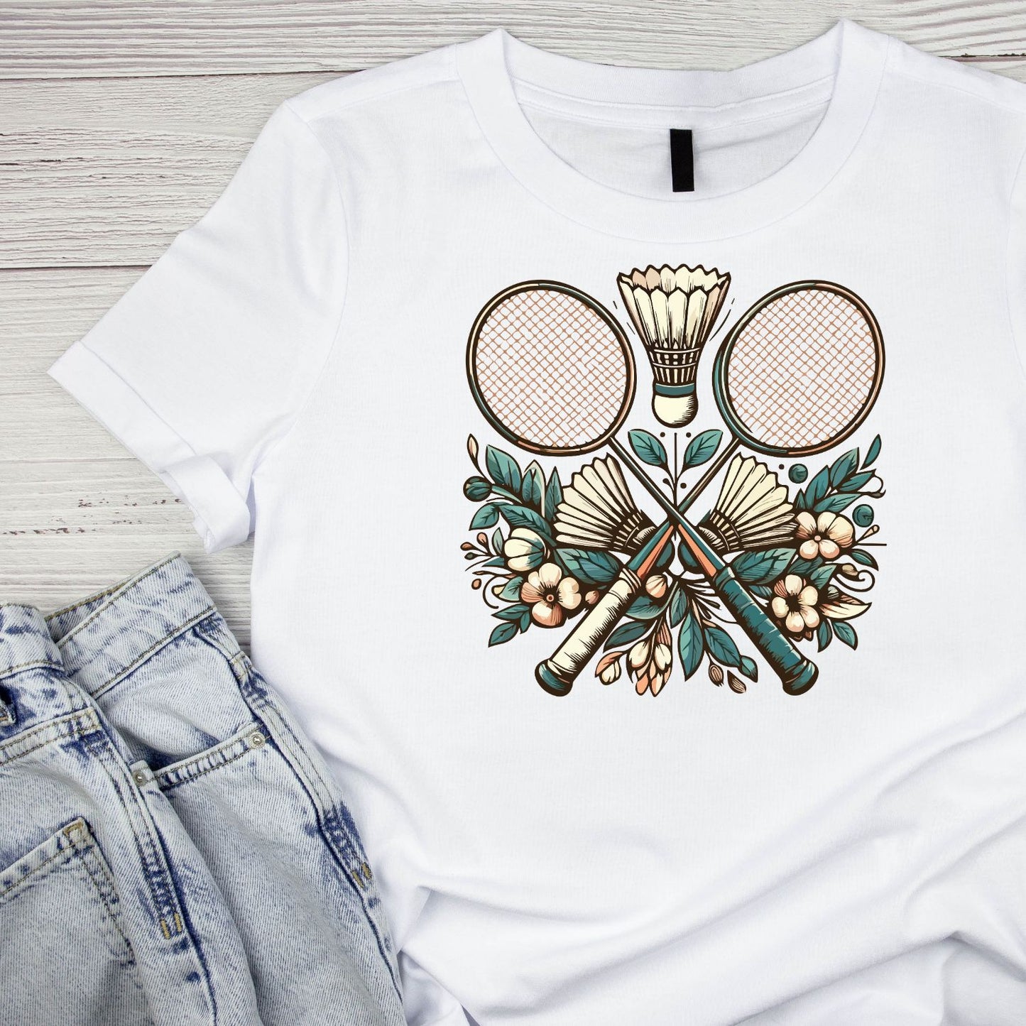Floral Crossed Badminton T-shirt