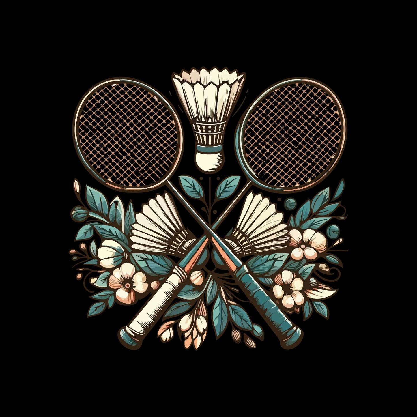 Floral Crossed Badminton T-shirt