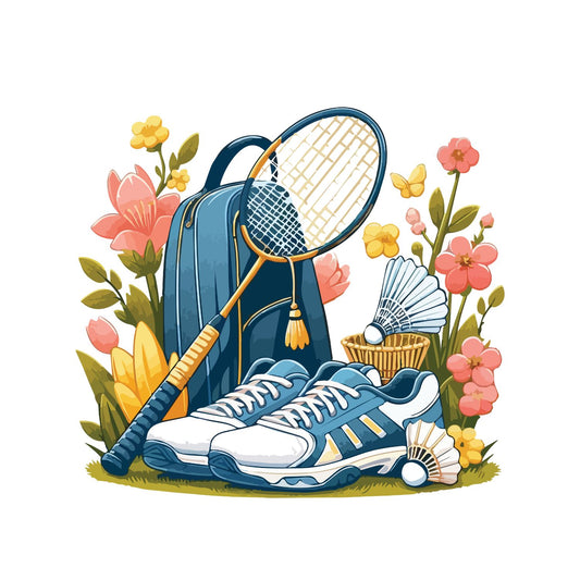Retro Blue Badminton T-shirt