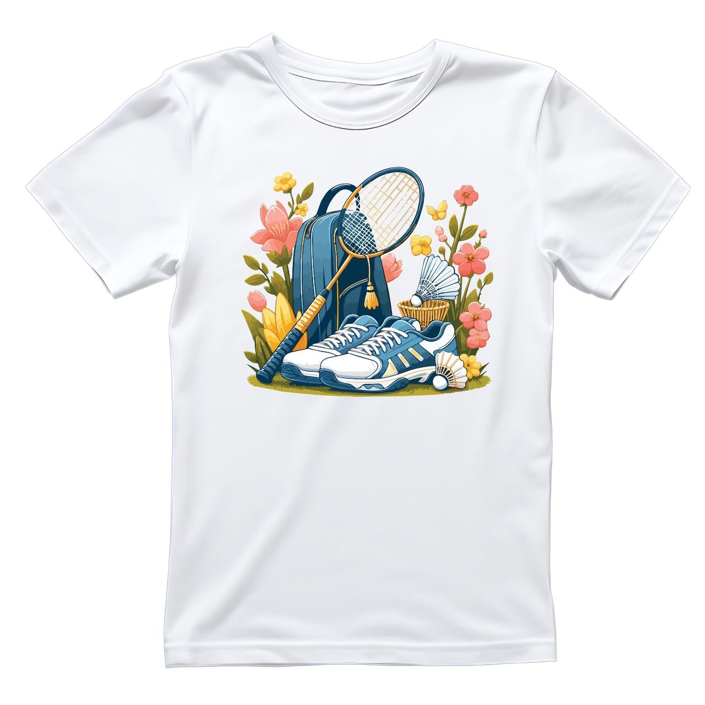 Retro Blue Badminton T-shirt