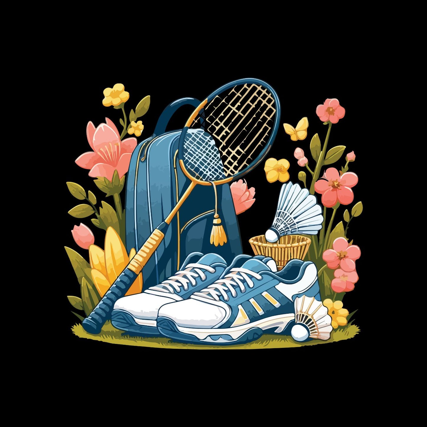 Retro Blue Badminton T-shirt