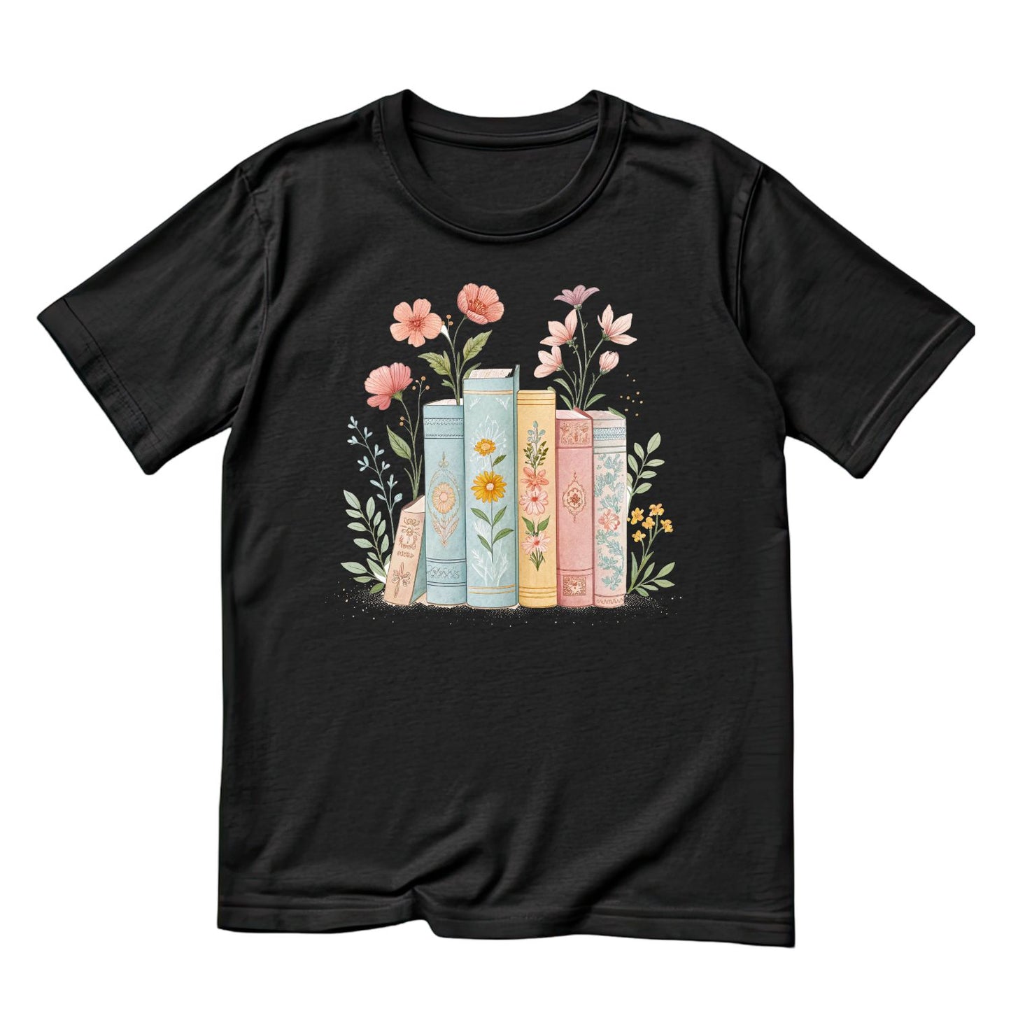 Floral Row of Books T-shirt