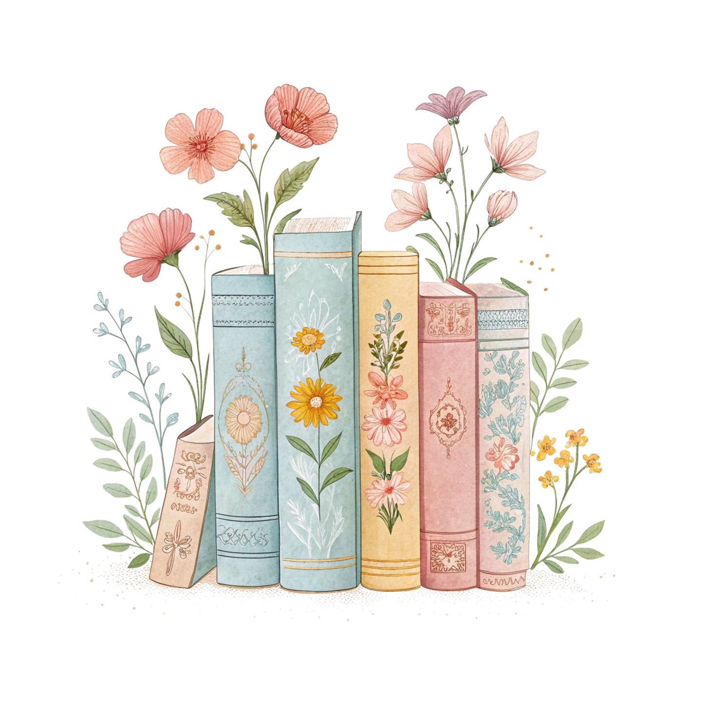 Floral Row of Books T-shirt