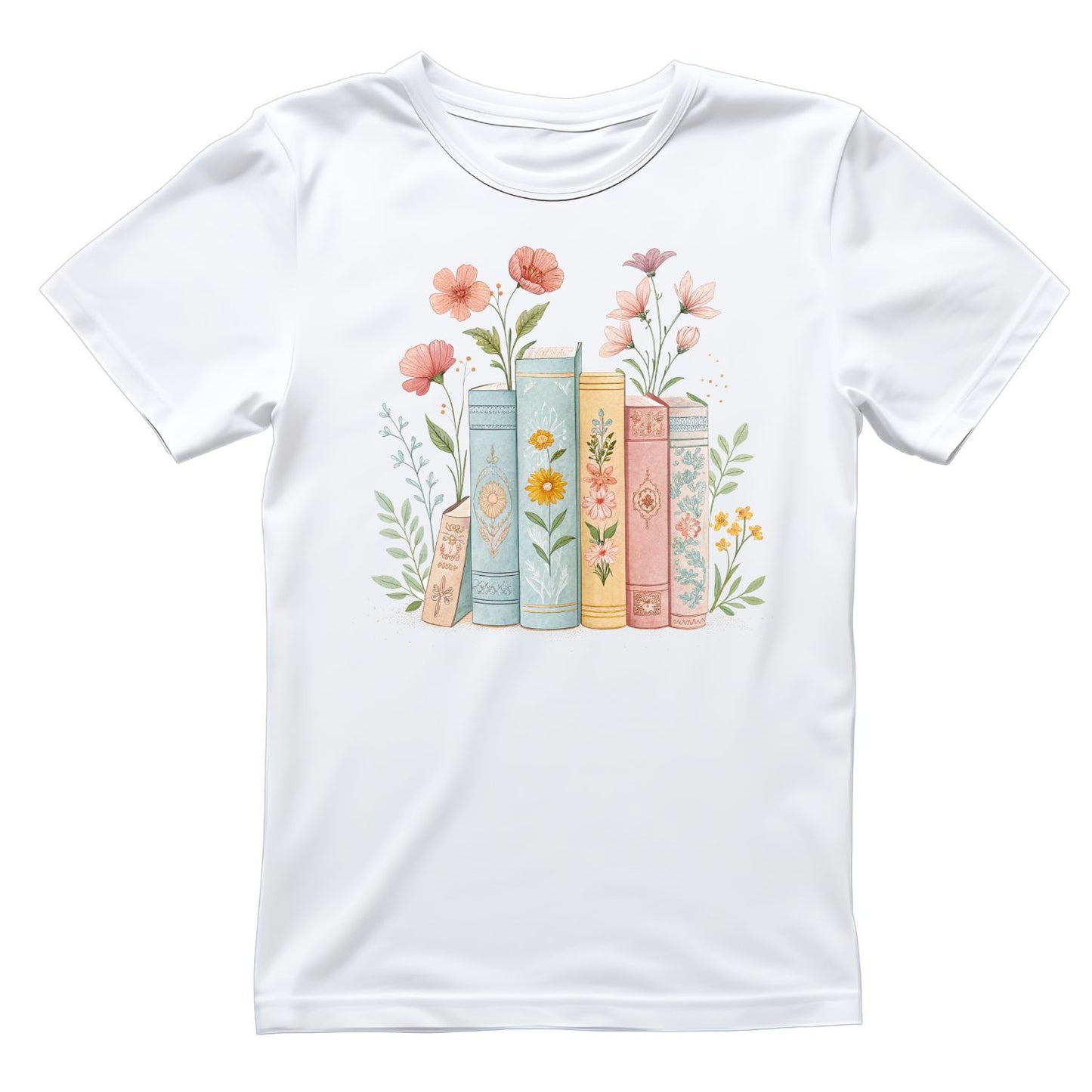 Floral Row of Books T-shirt