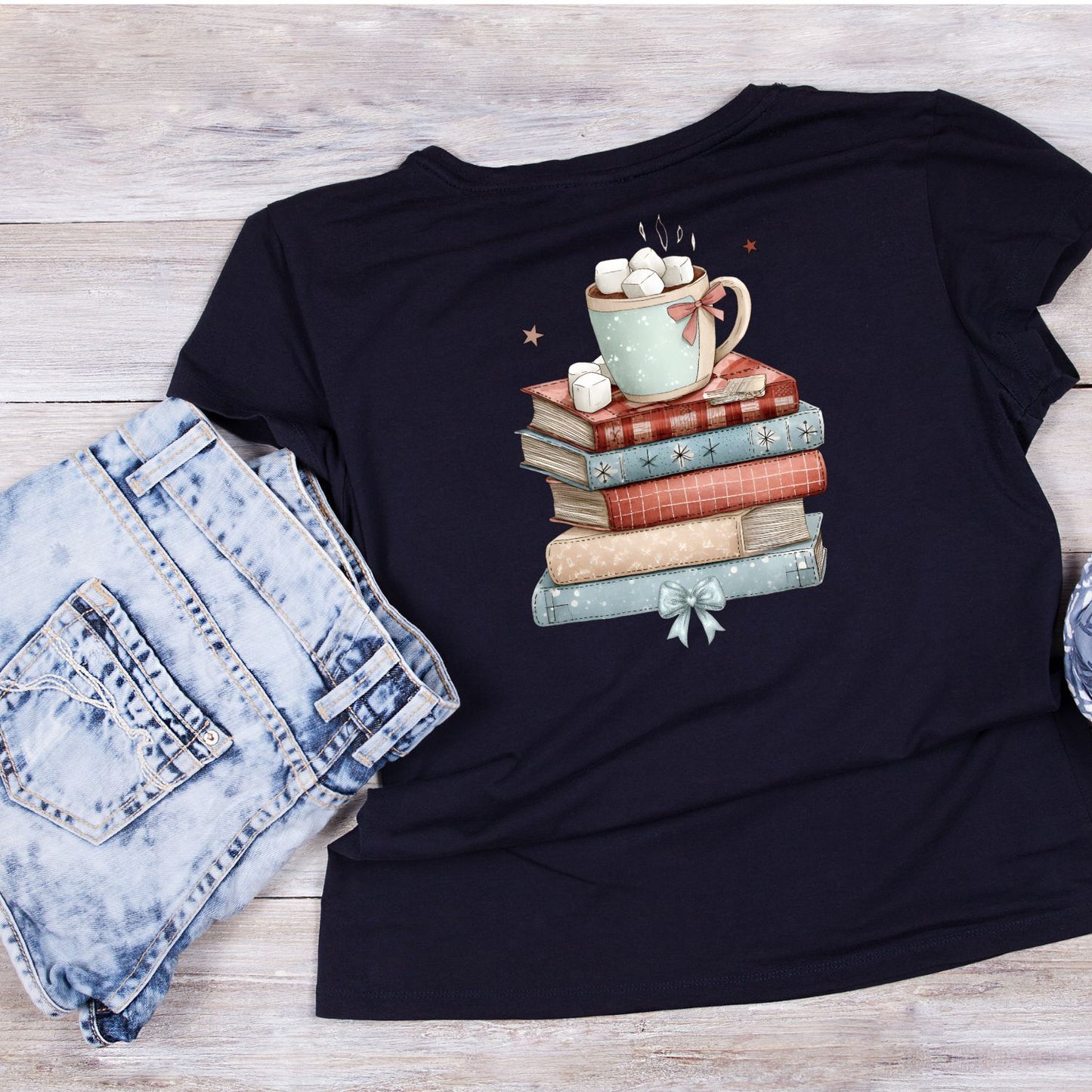 Hot Chocolate on Stacked Books T-shirt